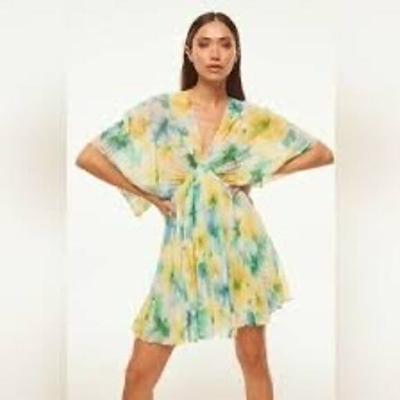 NWT Misa Los Angeles Luna Dress in Citron Water Color, XL - Picture 2 of 5